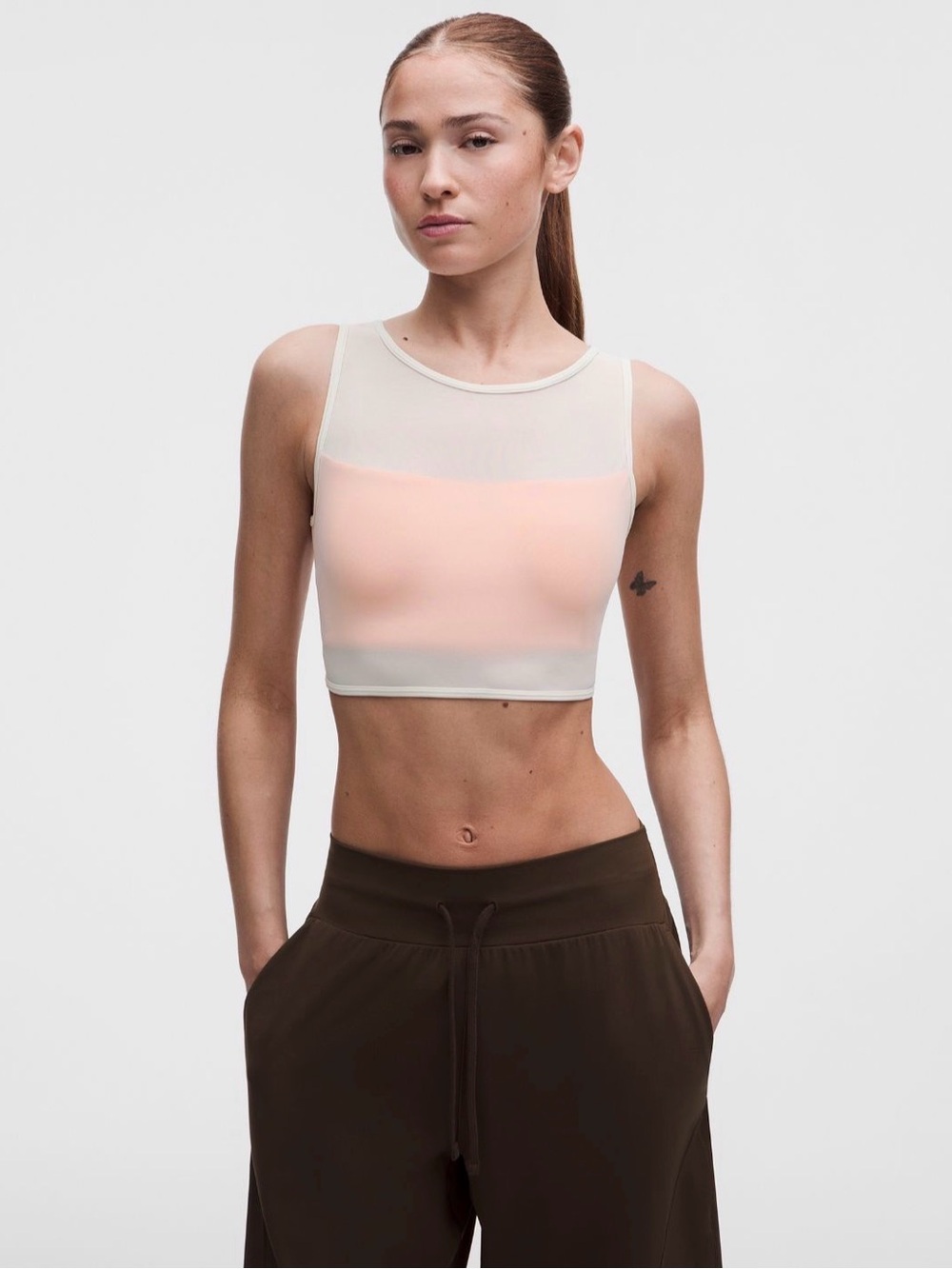 Lululemon Bend This Mesh Bandeau V-Neck Bra citrus SIZZLE orange | S/M | NWT